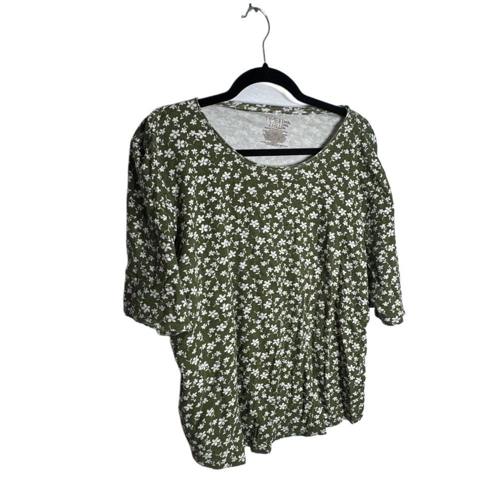Time and Tru Green Floral Blouse